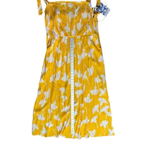DIANE VON FURSTENBERG Yellow & White Ginkgo Flowy Sundress Tie Straps Pocket XXL - Picture 8 of 10